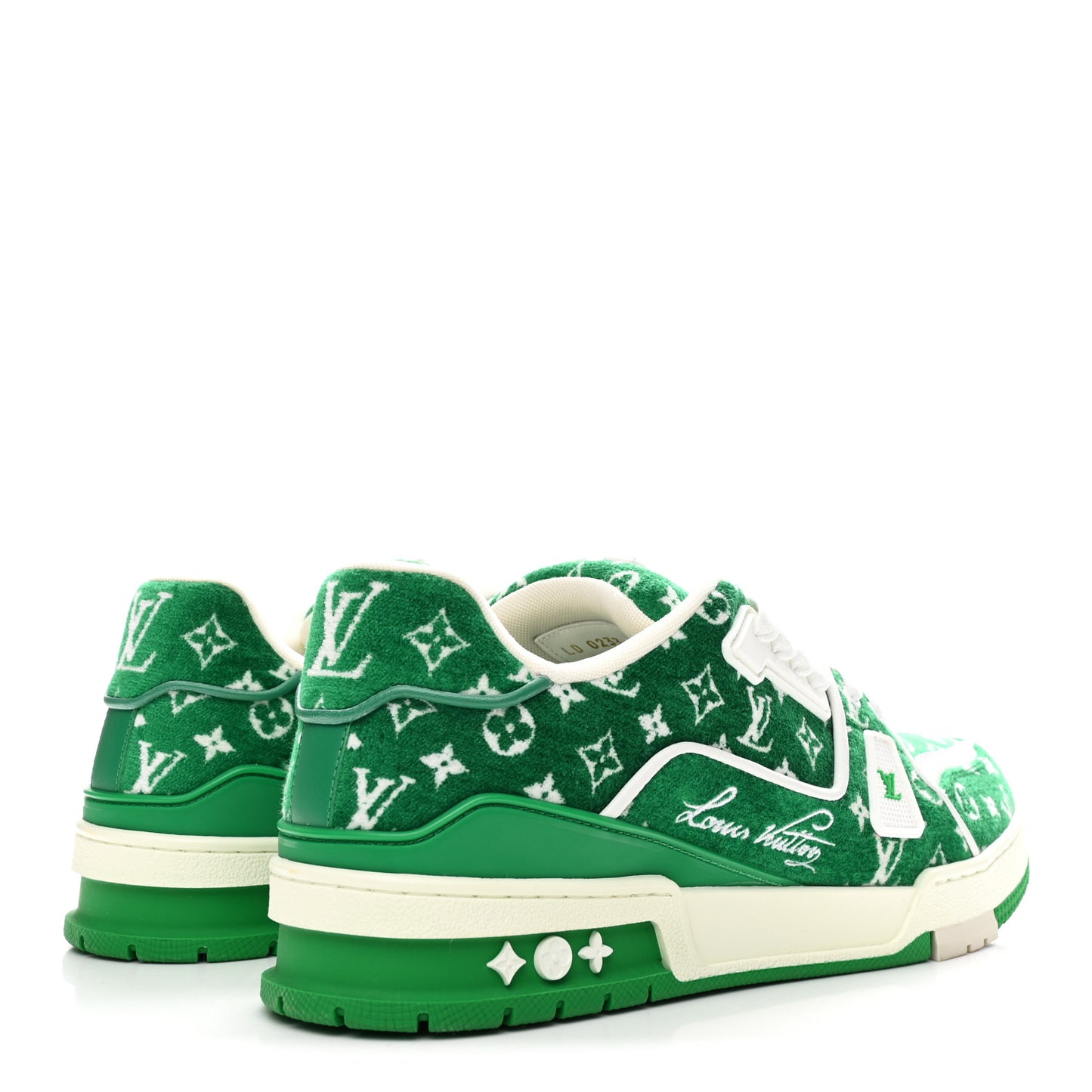 Jacquard Velvet Monogram Mens LV Trainer Sneakers 9 Vert