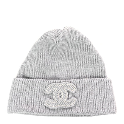 Chanel Cashmere CC Beanie Hat Grey 1 of 3