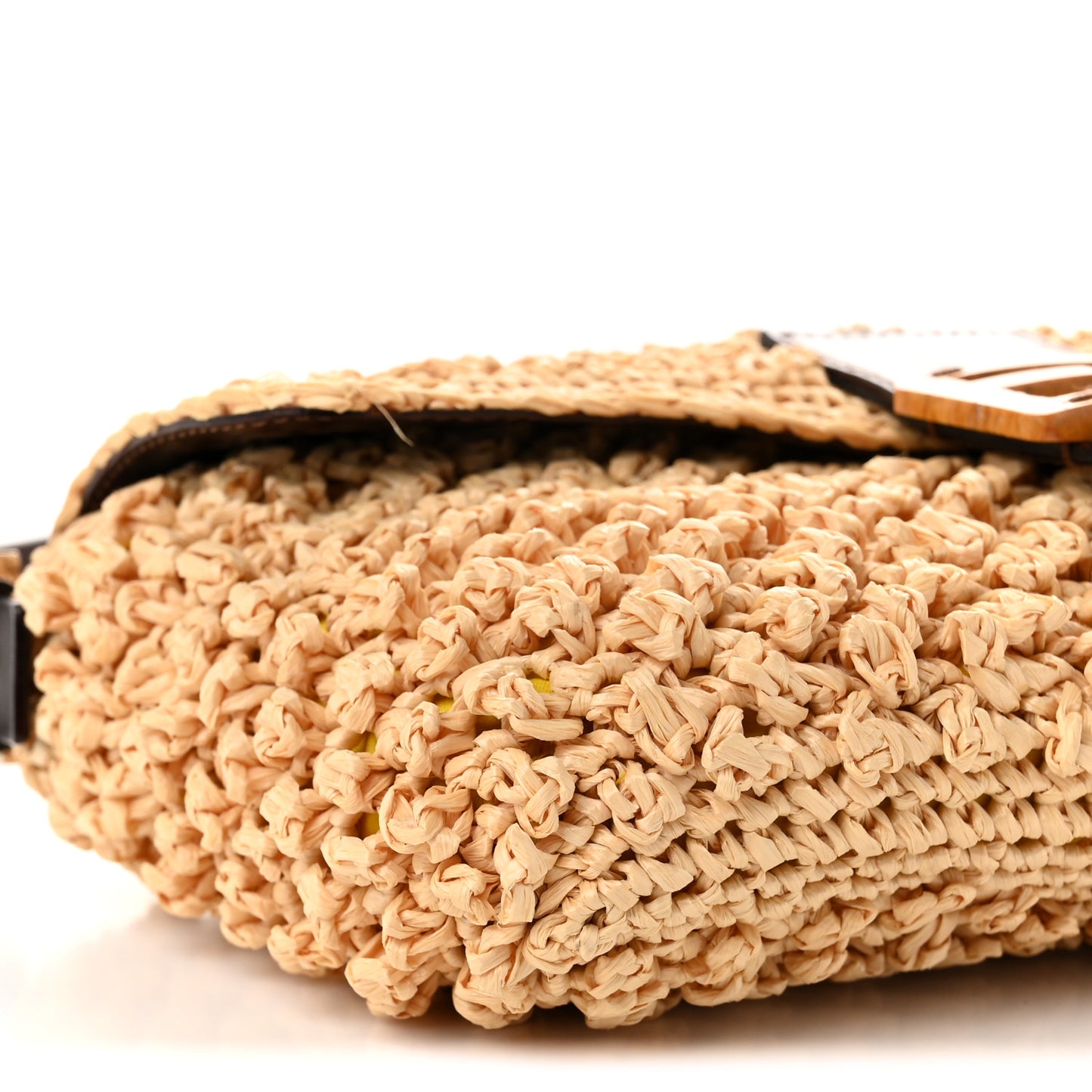Woven Straw Baguette Beige Brown