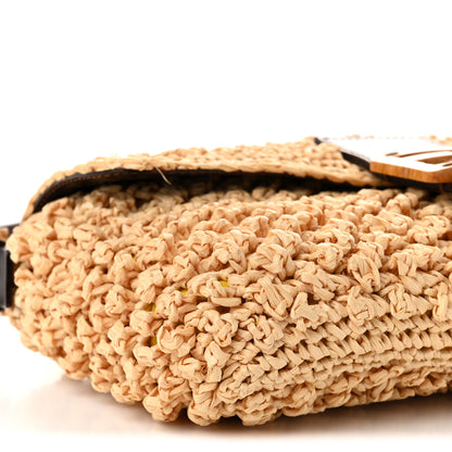 Fendi Woven Straw Baguette Beige Brown 8 of 9