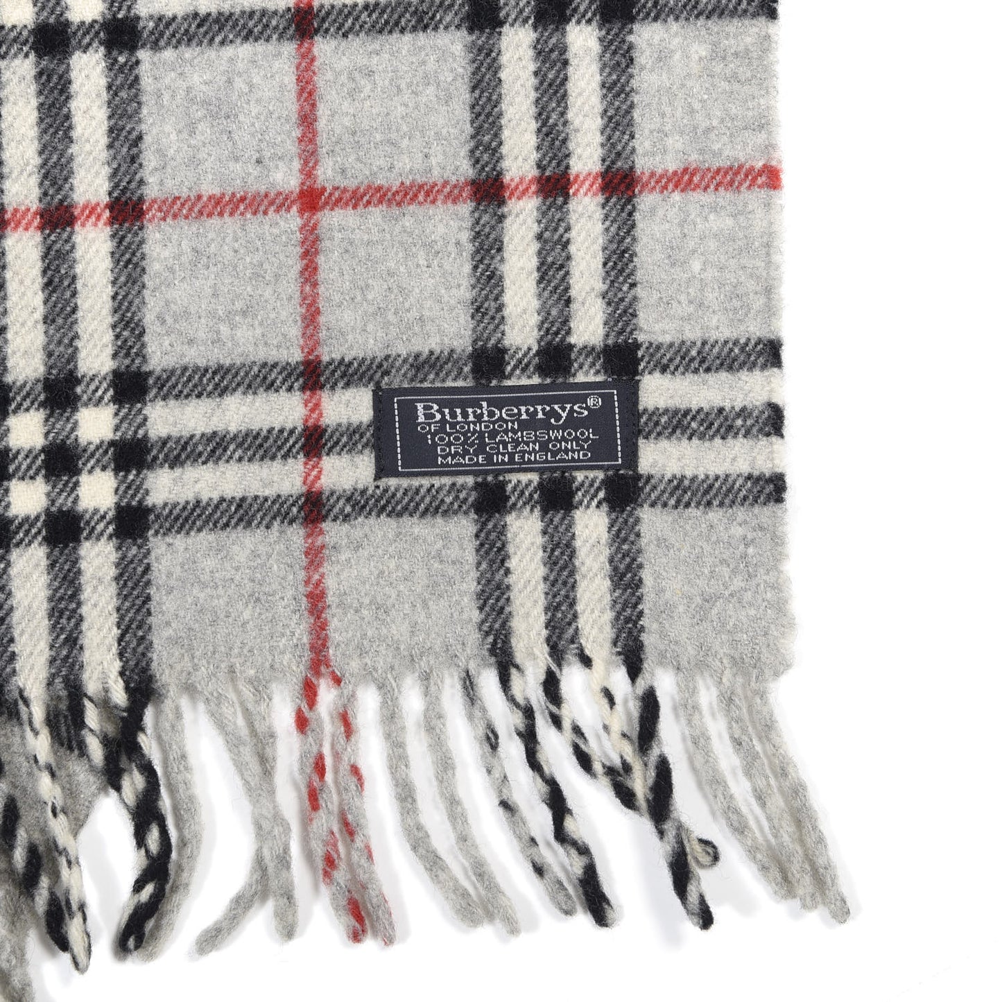 Lambswool House Check Fringe Scarf Grey