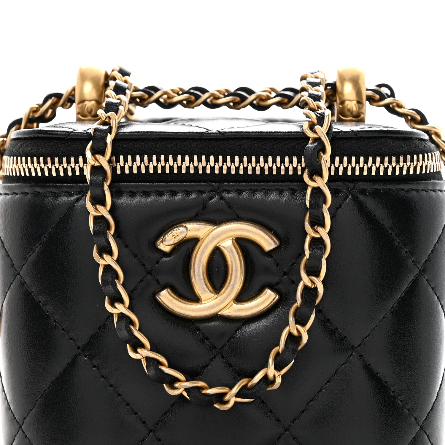 Chanel Calfskin Quilted Mini Perfect Fit Vanity Case With Chain Black 8 of 11
