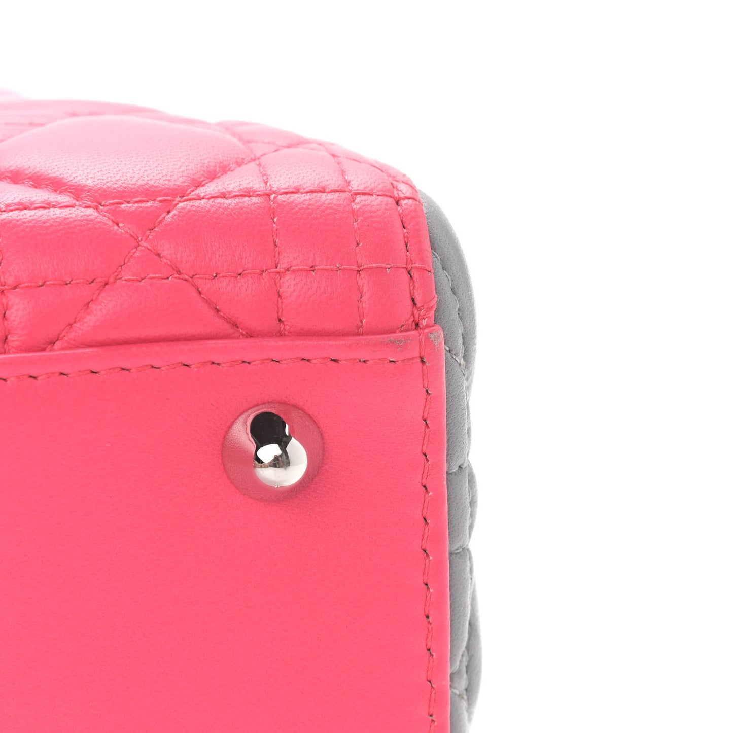 Lambskin Cannage Large Tri-Color Lady Dior Toxic Fuchsia