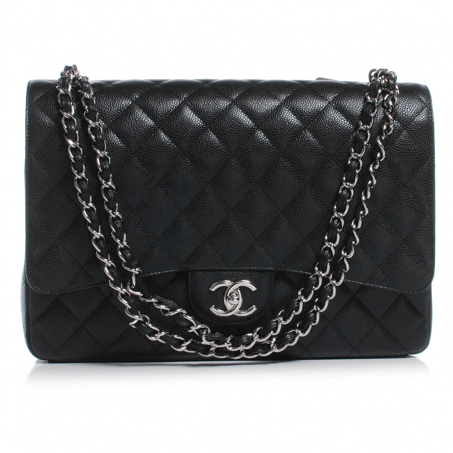 Caviar Quilted Maxi Double Flap Black