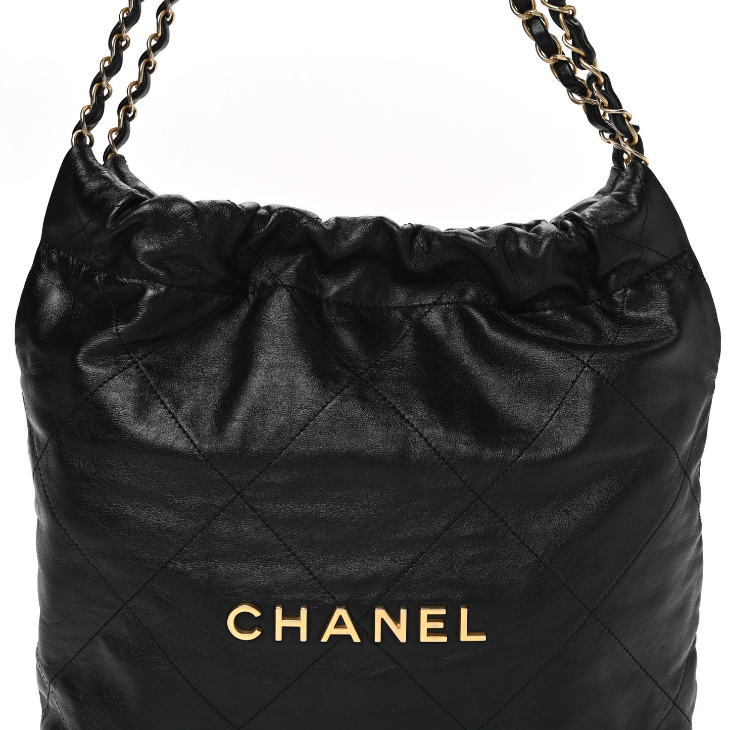 Shiny Calfskin Quilted Small Chanel 22 Black