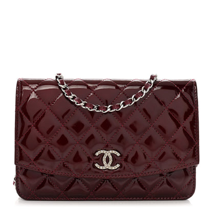 Chanel Patent Quilted Brilliant Wallet On Chain WOC Red 1 of 11