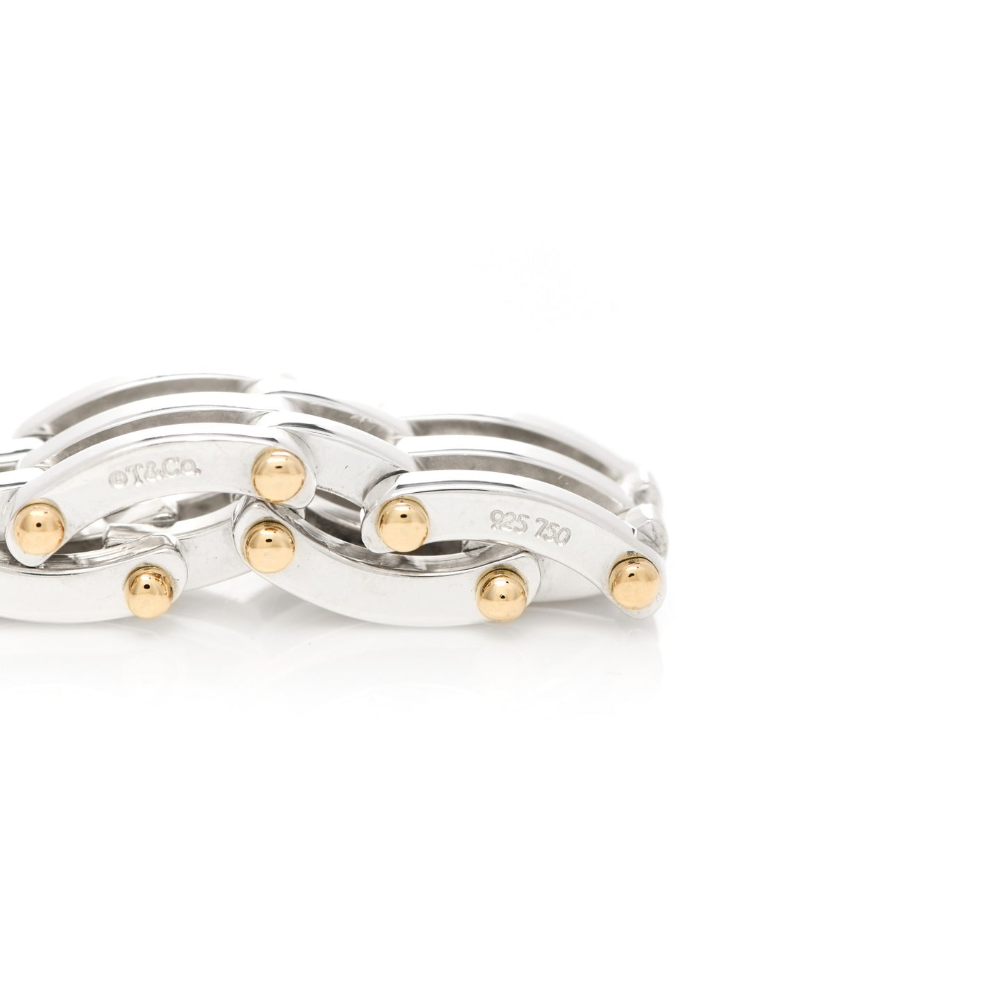 Sterling Silver 18K Yellow Gold Gatelink Ring 55 7.25