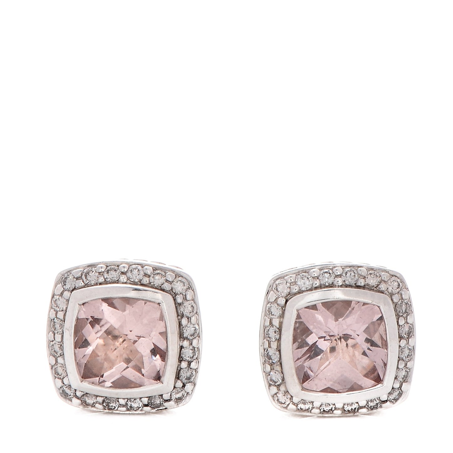 Sterling Silver Diamond Morganite 7mm Petite Albion Earrings