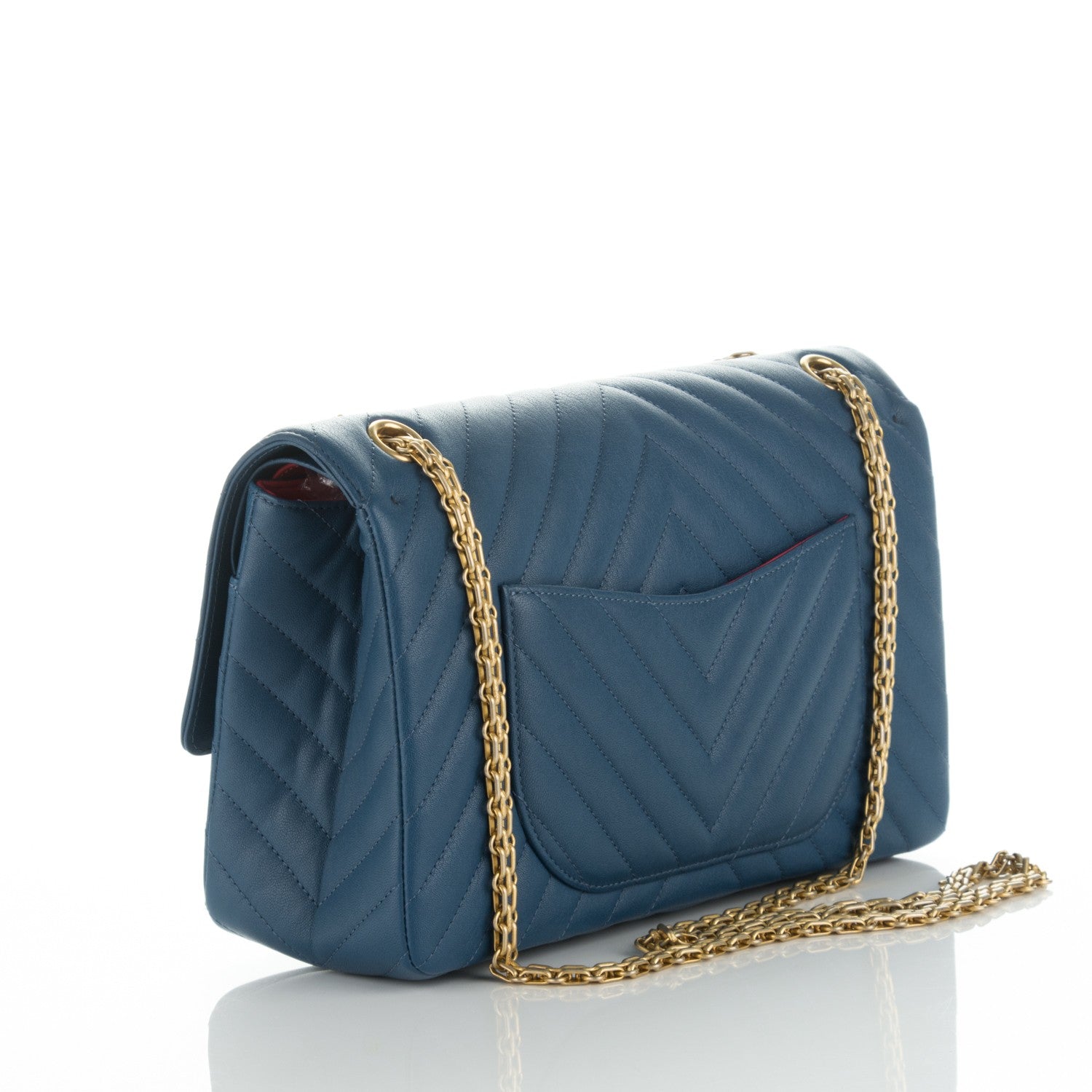 Chanel Sheepskin Chevron Quilted 2.55 Reissue 226 Flap Blue 3 of 8