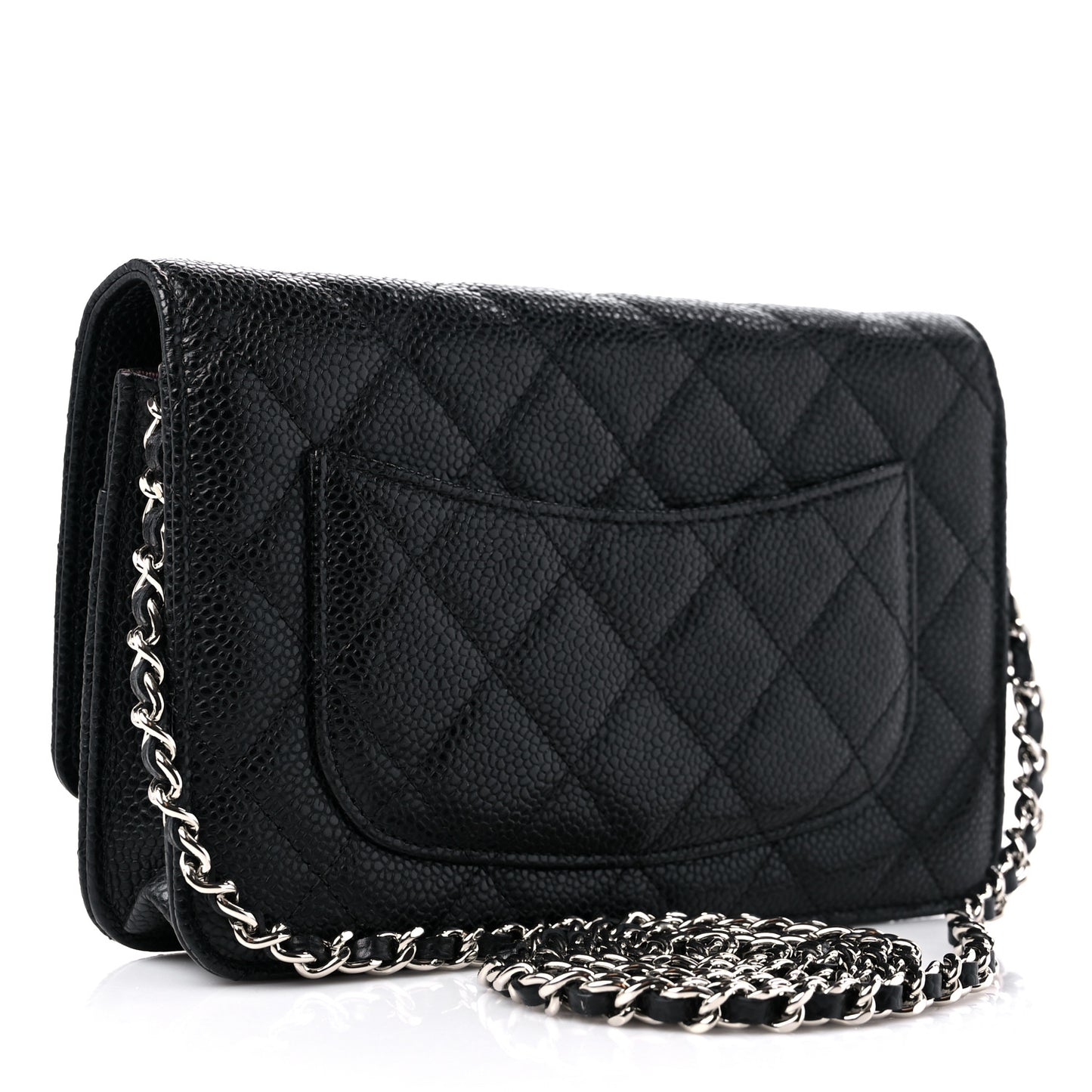 Caviar Quilted Wallet on Chain WOC Black