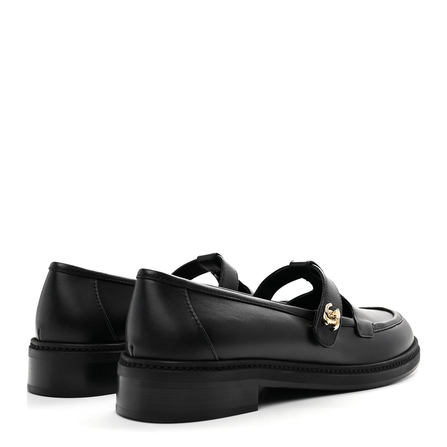 Calfskin CC Turnlock Moccasin Loafers 40 Black