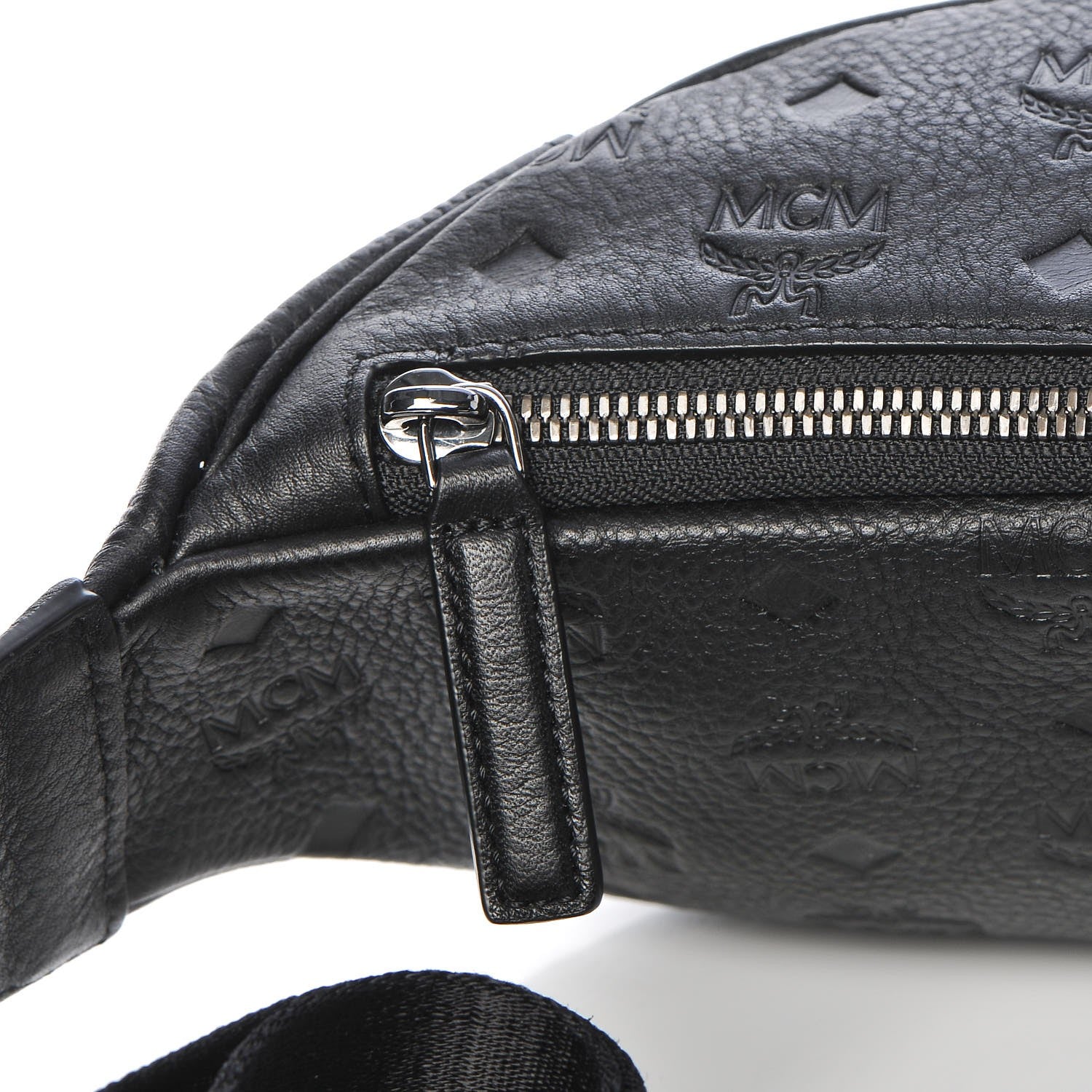 MCM Calfskin Ottomar Monogram Belt Bag Black 9 of 11