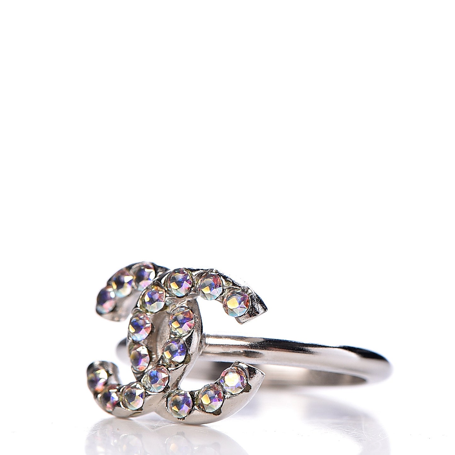 Crystal CC Ring 7 Iridescent Silver