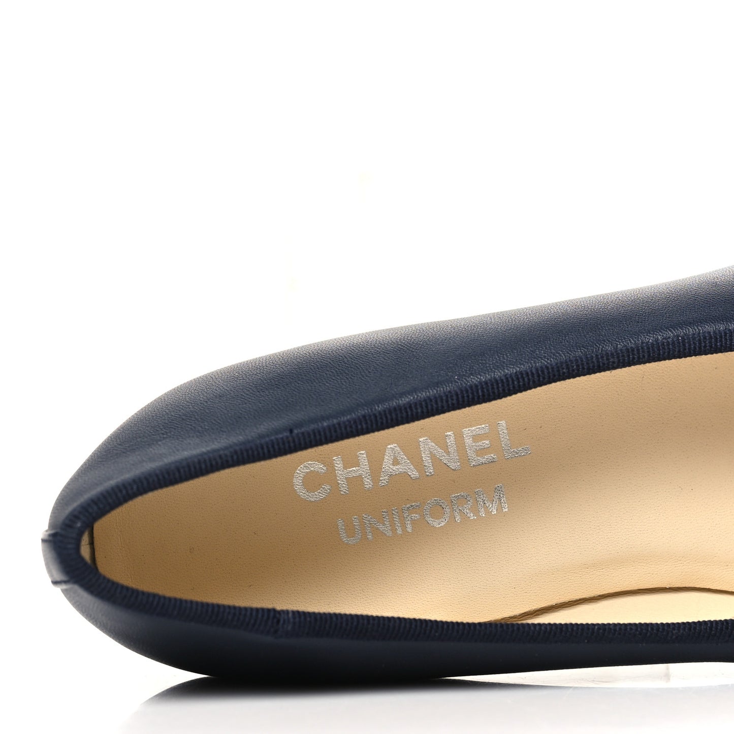 Lambskin Cap Toe Ballerina Flats 37 Black