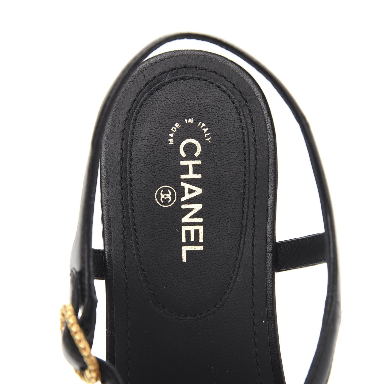 Chanel Lambskin Chain CC Logo Thong Sandals 39.5 Black 6 of 8