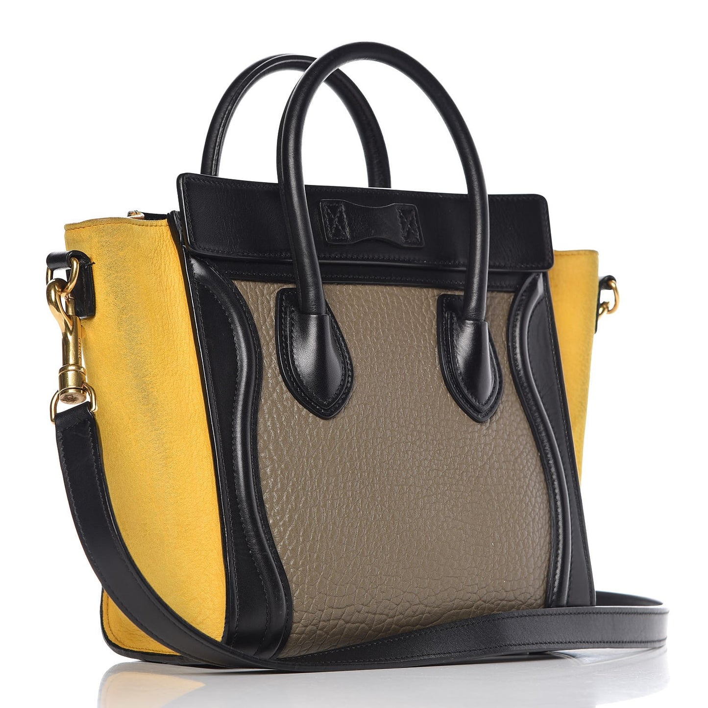 Bullhide Calfskin Suede Nano Tri-Color Luggage Amber