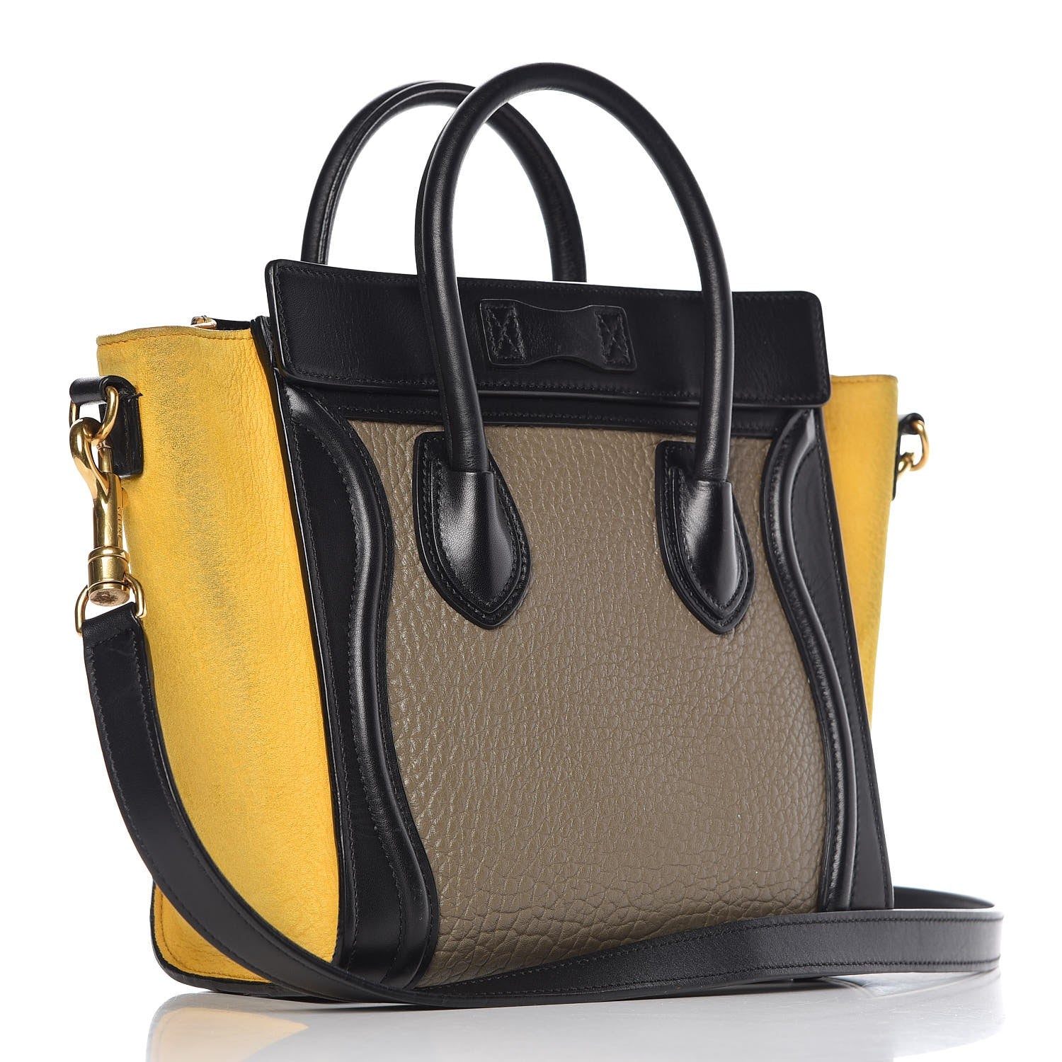 Celine Bullhide Calfskin Suede Nano Tri-Color Luggage Amber 3 of 17