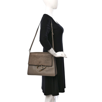 Chloe Calfskin Suede Medium Faye Shoulder Bag Motty Grey 2 of 13