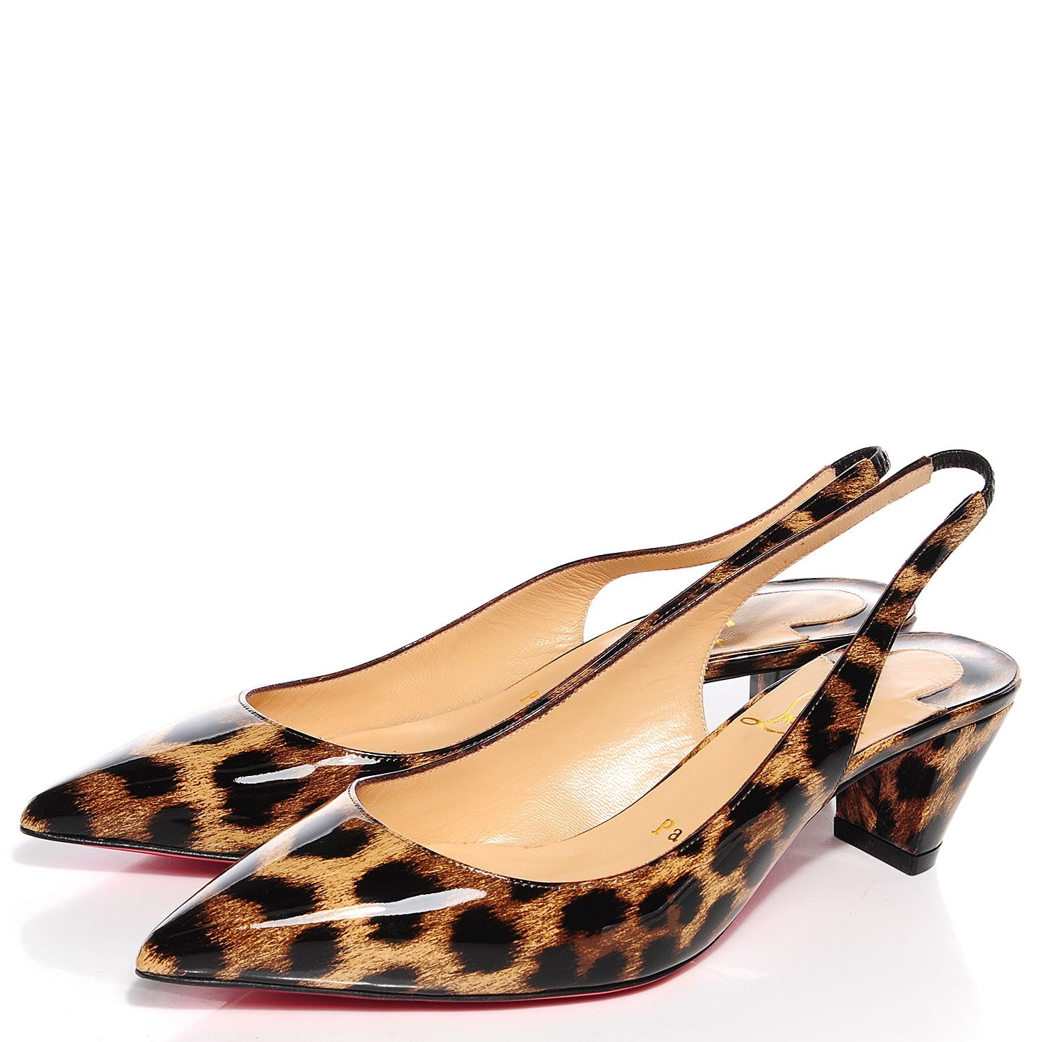 Christian Louboutin Patent Leopardino Karelli 45 Sling Pumps 36.5 3 of 7