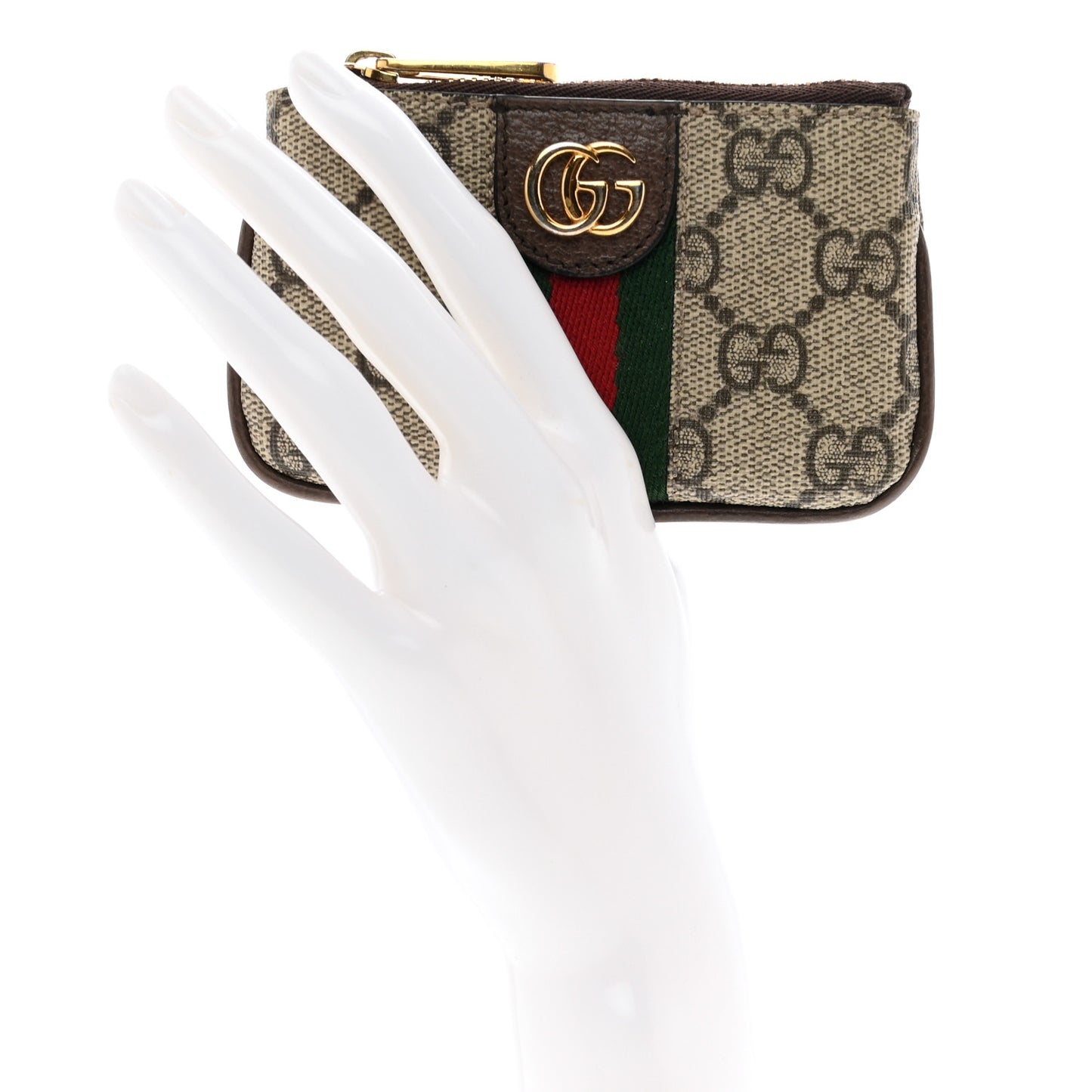 GG Supreme Monogram Web Ophidia Key Case Beige New Acero
