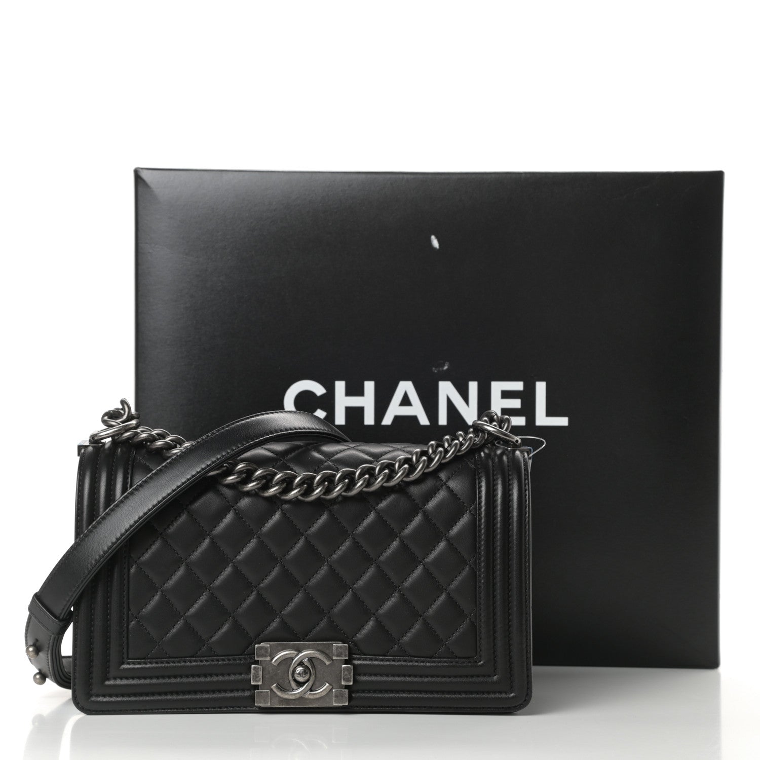 Chanel Lambskin Quilted Medium Boy Flap Black 13 of 13