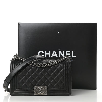 Chanel Lambskin Quilted Medium Boy Flap Black 13 of 13