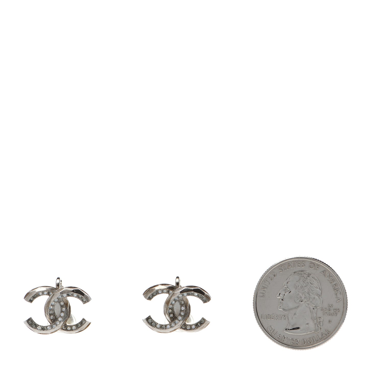 Crystal CC Clip on Earrings Silver
