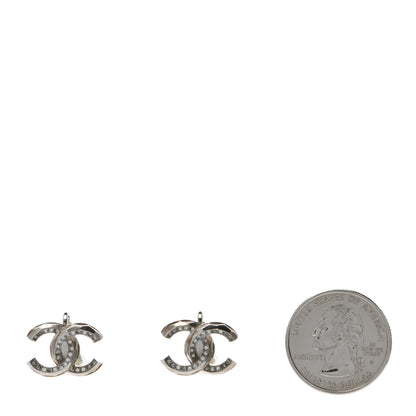 Chanel Crystal CC Clip on Earrings Silver 2 of 5