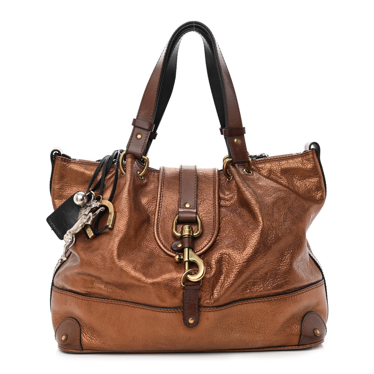 Metallic Calfskin Kerala Tote Bronze