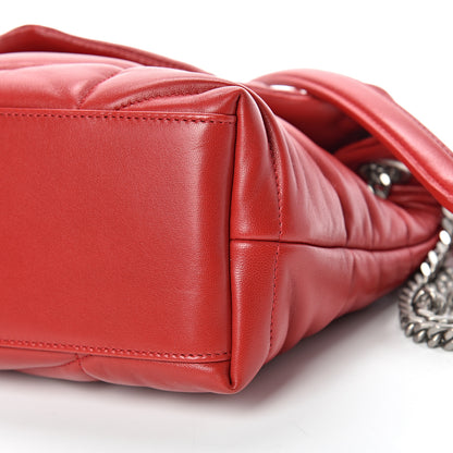Saint Laurent Lambskin Quilted Small Loulou Puffer Monogram Chain Satchel Red 9 of 9