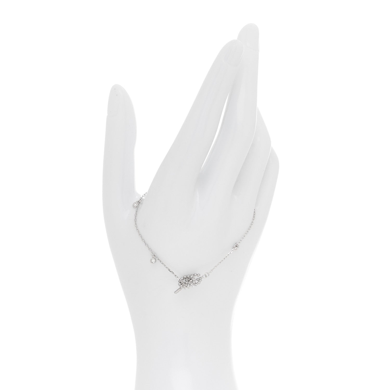 Gucci 18K White Gold Diamond GG Running Bracelet 2 of 5