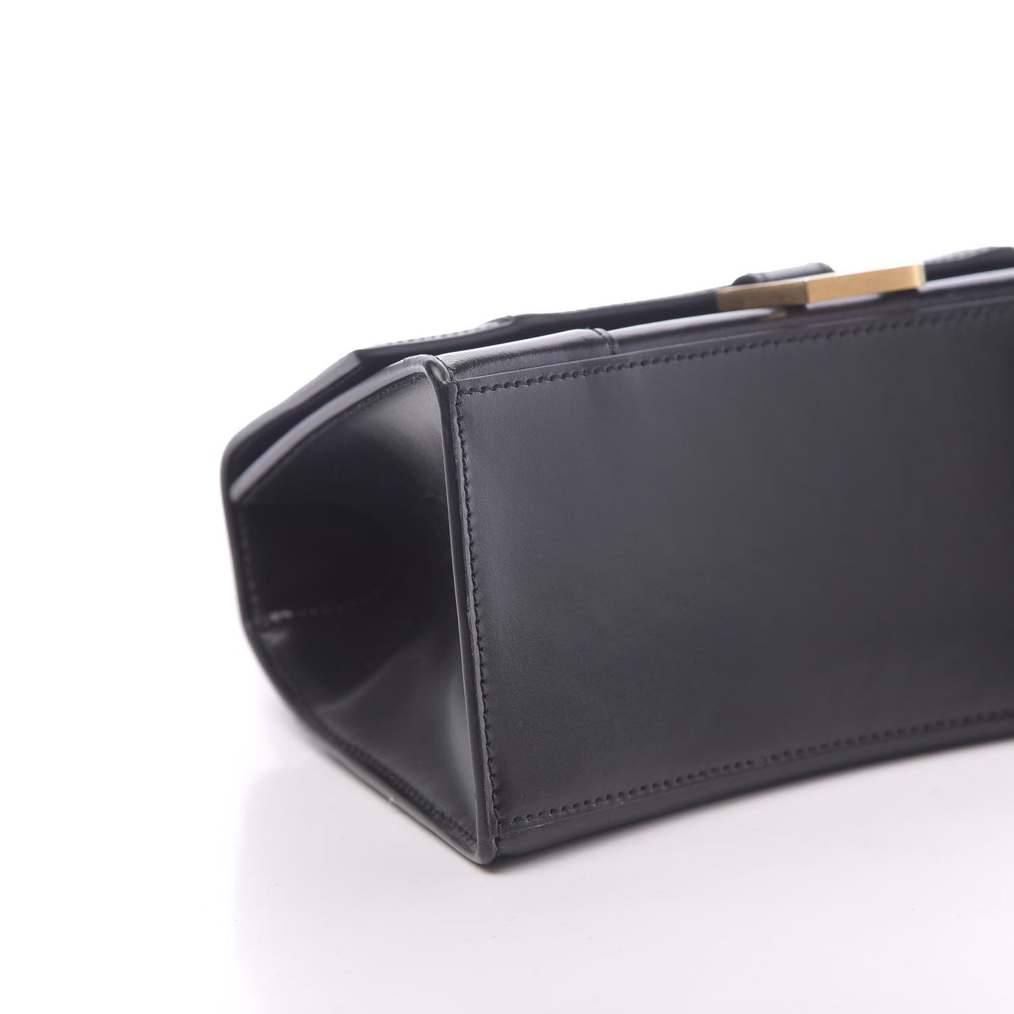 Shiny Box Calfskin Small Hourglass Top Handle Bag Black