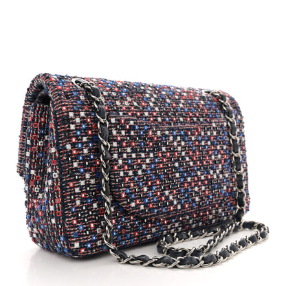 Chanel Sequin Tweed Medium Double Flap Red White Blue 3 of 12