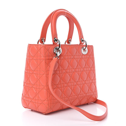 Christian Dior Lambskin Cannage Medium Lady Dior Orange 2 of 13