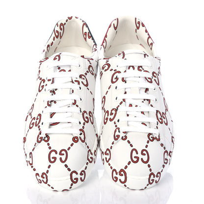 Gucci Calfskin GucciGhost Print Mens Ace Sneakers 9 White Hibiscus Red 5 of 12