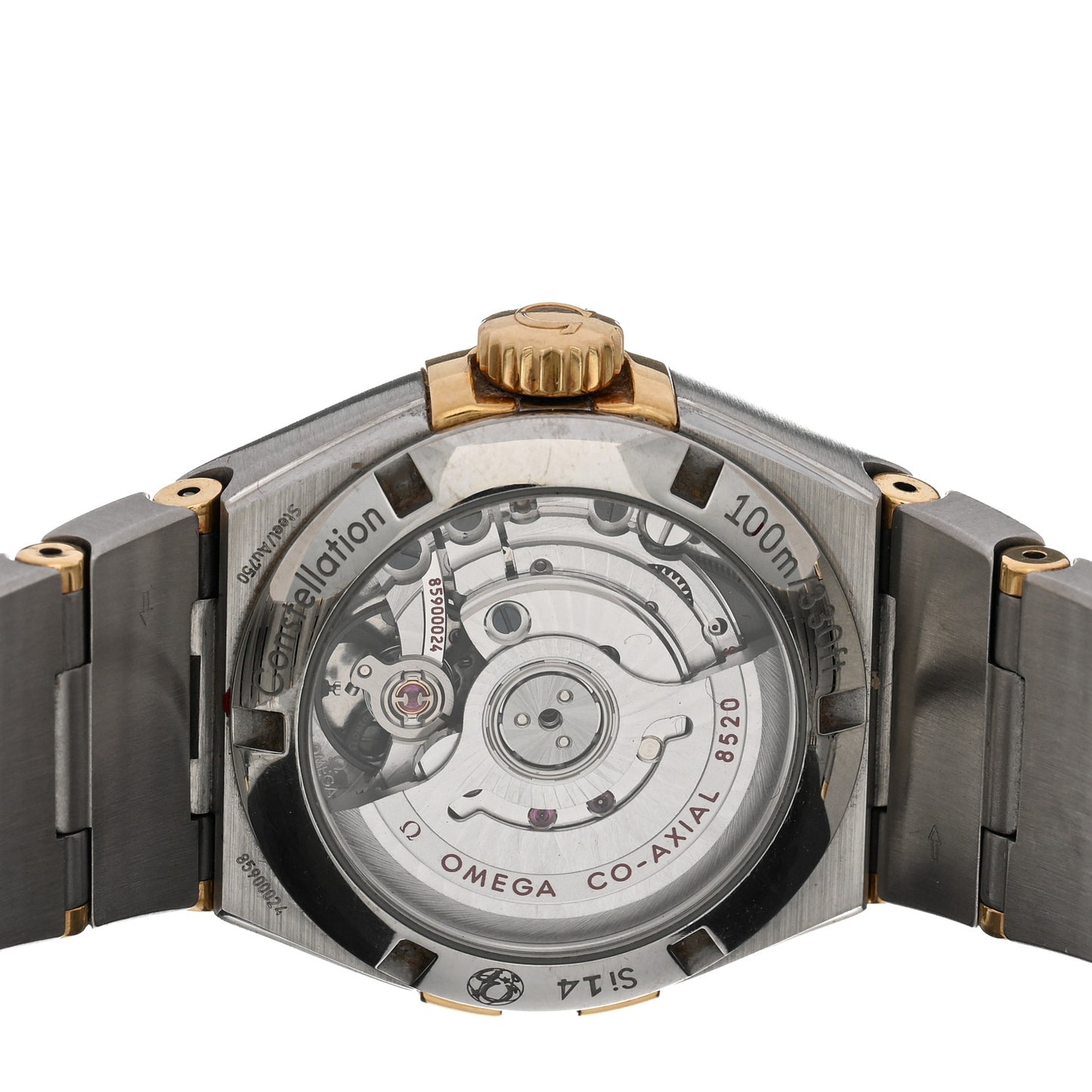 Stainless Steel 18K Yellow Gold Diamond Bezel Yellow Mother of Pearl 27mm Constellation Automatic Watch 123.25.27.20.57.002