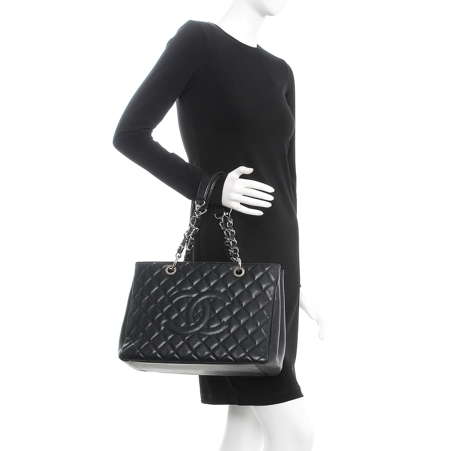 Caviar Quilted Grand Shopping Tote GST Black