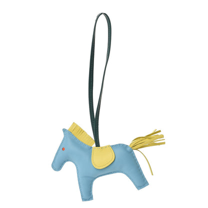 Hermes Milo Lambskin Grigri Rodeo Horse Bag Charm MM Bleu Celeste Lime Malachite 1 of 4