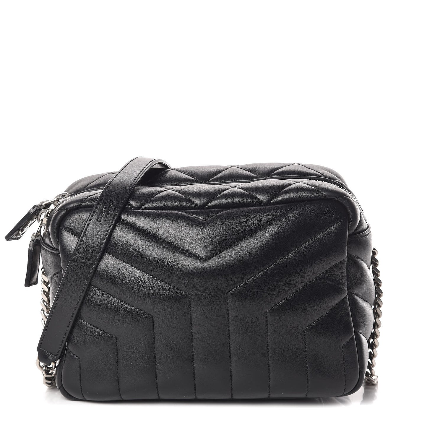 Calfskin Y Quilted Monogram Small Loulou Bowling Bag Black