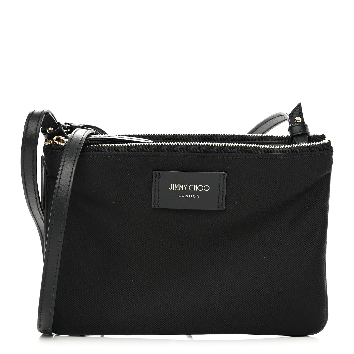 Nylon Candice Double Zip Crossbody Pouch Black