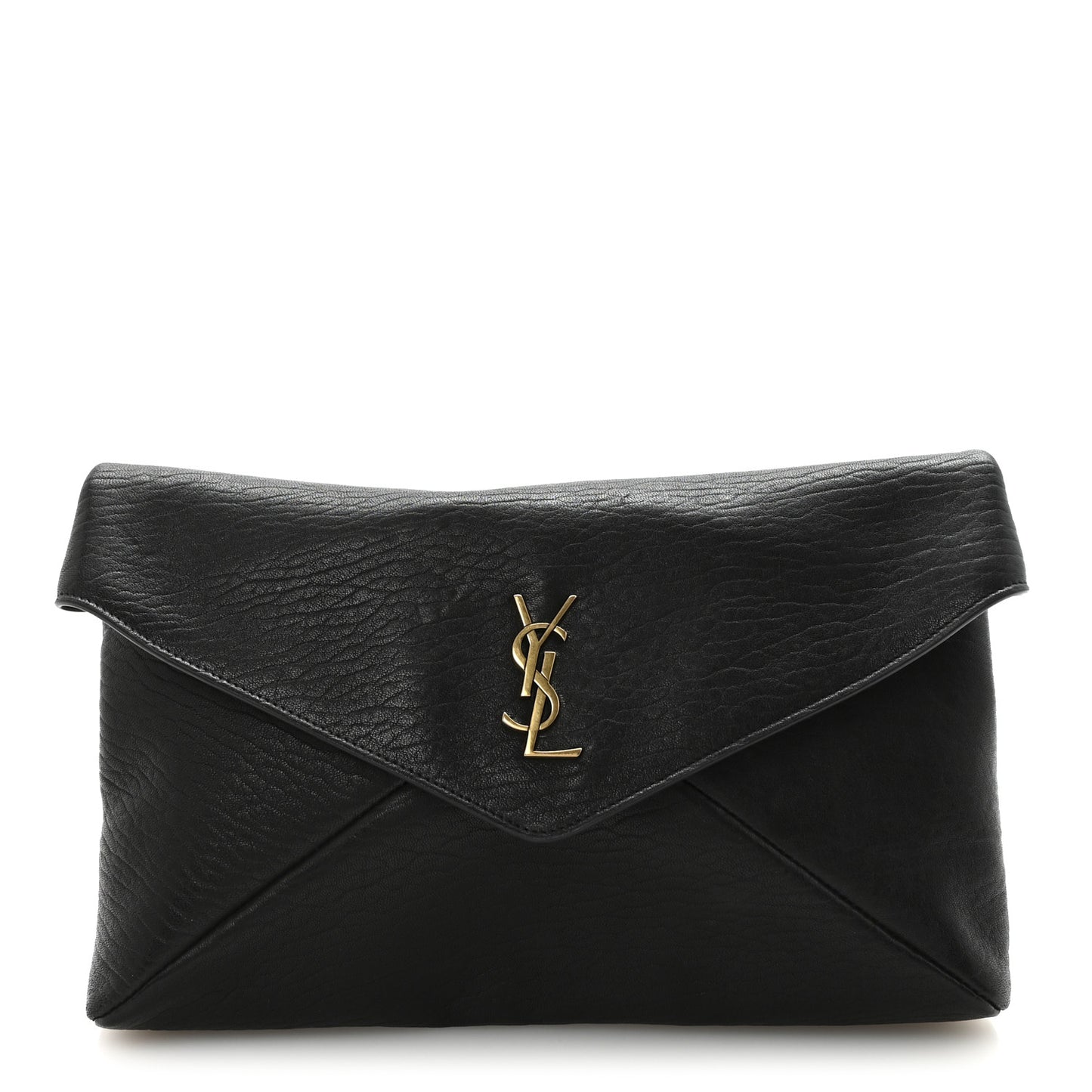 Grained Lambskin Large Cassandre Envelope Pouch Black