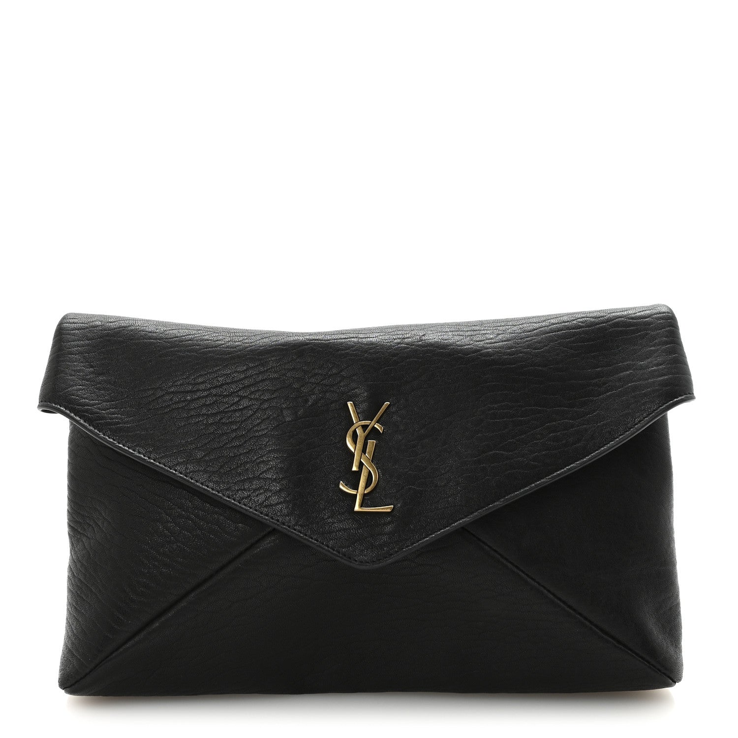 Saint Laurent Grained Lambskin Large Cassandre Envelope Pouch Black 1 of 7