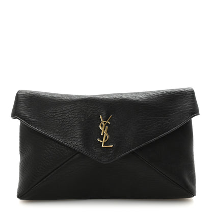 Saint Laurent Grained Lambskin Large Cassandre Envelope Pouch Black 1 of 7