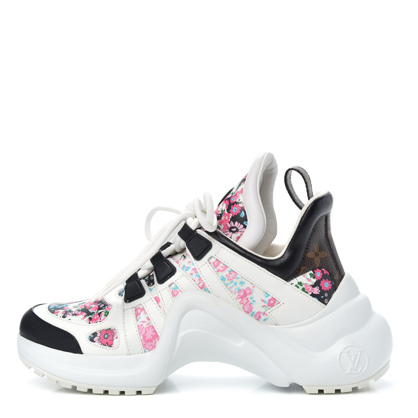 Flower Printed Calfskin Monogram LV Archlight Sneakers 36 Black Rose