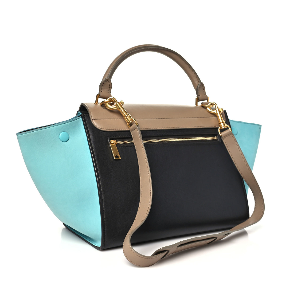 Smooth Calfskin Nubuck Small Tri-Color Trapeze Taupe