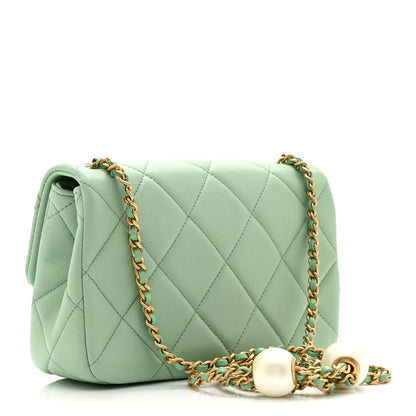 Chanel Lambskin Quilted Pearl Small Flap Light Green 3 of 11