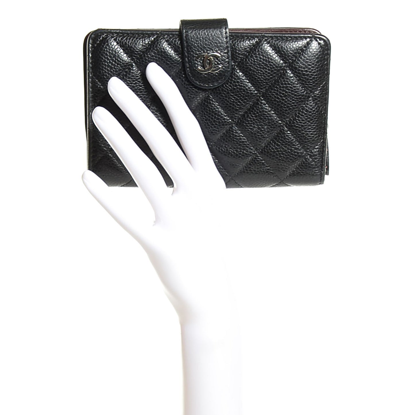 Caviar Quilted Zipped Pocket Wallet Black