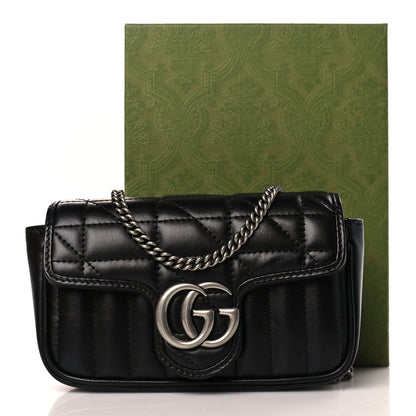 Gucci Calfskin Matelasse Aria Super Mini GG Marmont Shoulder Bag Black 10 of 10