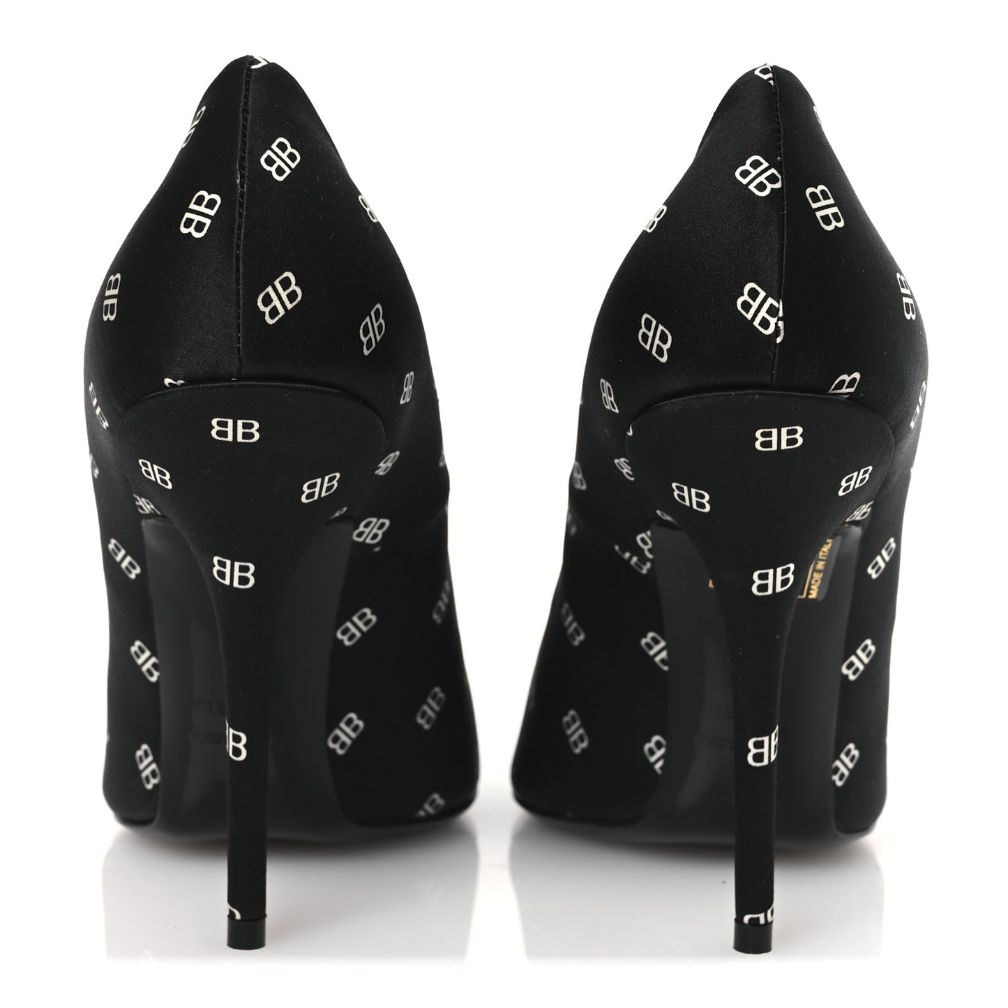 Crepe Satin BB Allover Logo Knife 100mm Pumps 39.5 Black
