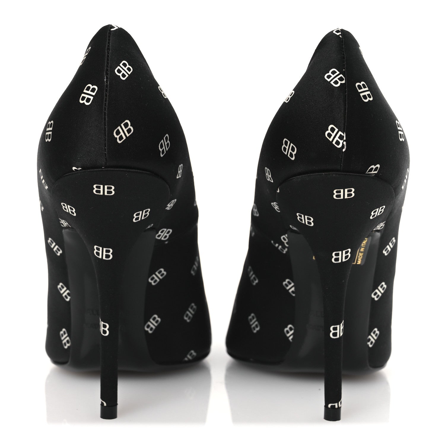 Balenciaga Crepe Satin BB Allover Logo Knife 100mm Pumps 39.5 Black 6 of 11